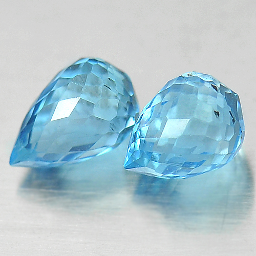 1.93 Ct. Pair Briolette Natural Gemstones Blue Topaz From Brazil
