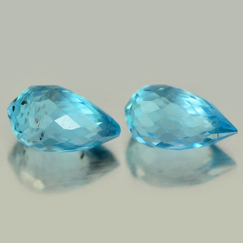 1.30 Ct. Pair Briolette Natural Gemstones Blue Topaz From Brazil