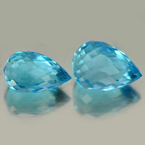 2.57 Ct. 2 Pcs. Natural Gemstones Blue Topaz Briolette Shape