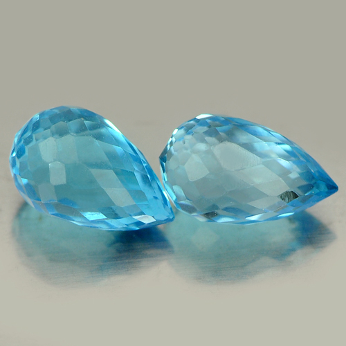 2.37 Ct. Ravishing Pair Natural Gemstones Blue Topaz Briolette Cut