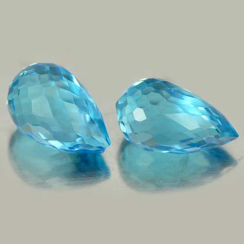 2.21 Ct. Pair Ravishing Natural Gemstones Blue Topaz Briolette Shape