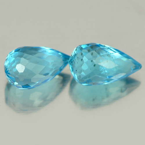 1.97 Ct. 2 Pcs. Natural Briolette Blue Topaz Gemstones From Brazil