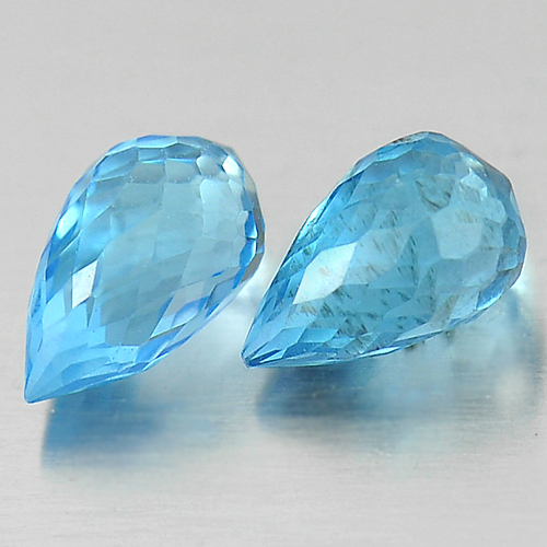 1.58 Ct. 2 Pcs. Good Natural Briolette Blue Topaz Gemstones