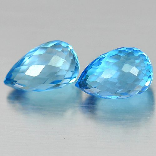 3.10 Ct. Pair Briolette Natural Gemstones Blue Topaz From Brazil