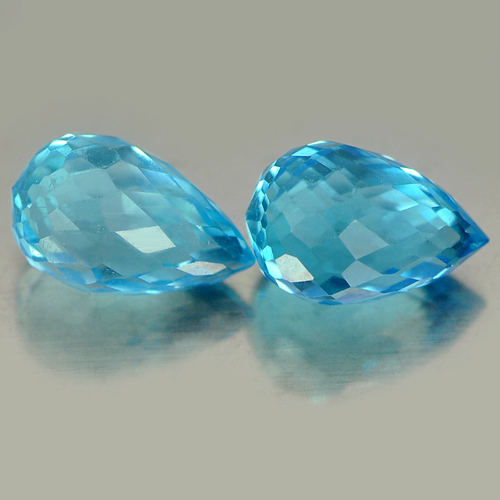 2.40 Ct. Pair Natural Gemstones Blue Topaz Briolette Shape From Brazil