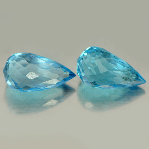 2.02 Ct. 2 Pcs. Natural Blue Topaz Gemstones Briolette Shape