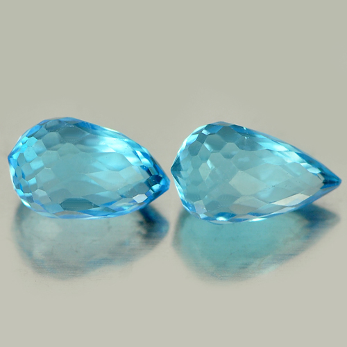 2.11 Ct. Seductive Pair Natural Gemstones Blue Topaz Briolette Shape