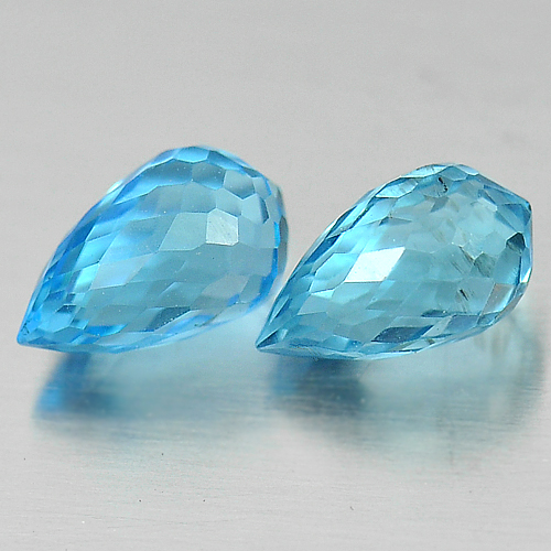 1.92 Ct. Stunning Pair Natural Gemstones Blue Topaz Briolette Shape
