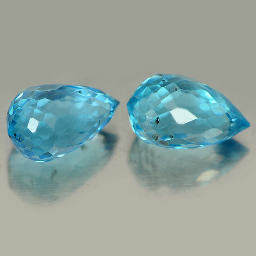 1.97 Ct. Pair Natural Blue Topaz Gemstones Briolette Cut