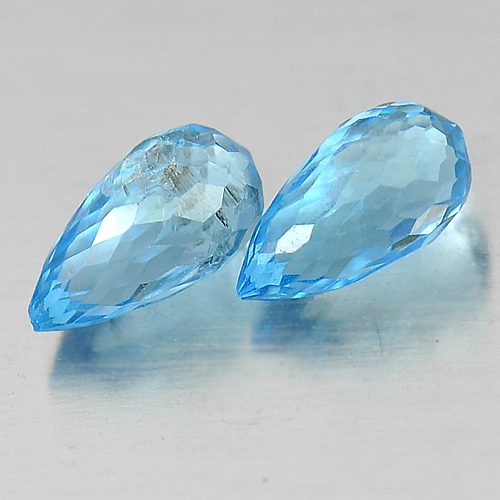 1.50 Ct. 2 Pcs. Natural Blue Topaz Briolette Cut Gemstones From Brazil