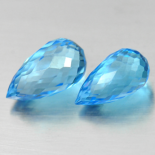 2.84 Ct. Pair Briolette Natural Gemstones Blue Topaz From Brazil