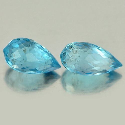 1.46 Ct. 2 Pcs. Briolette Cut Natural Gemstones Blue Topaz From Brazil