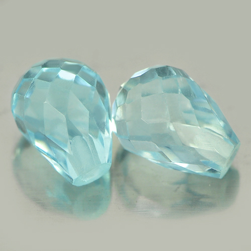 3.19 Ct. Pair Natural Blue Topaz  Briolette with Drilled Brazil