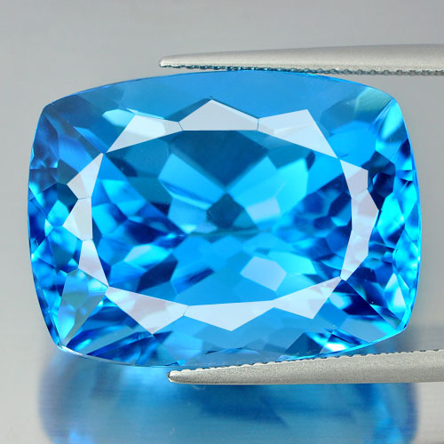 Topaz Swiss Blue 59.64 Ct. VS Cushion Shape 26 x 20 Mm. Natural Gemstone Brazil