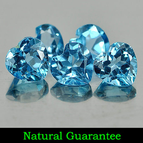 5.14 Ct. 5 Pcs. Nice Gemstone Natural Swiss Blue Topaz Heart Shape