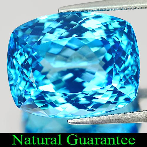 Topaz Swiss Blue 25.90 Ct. VVS Cushion 18 x 14.4 Mm. Natural Gemstone Brazil