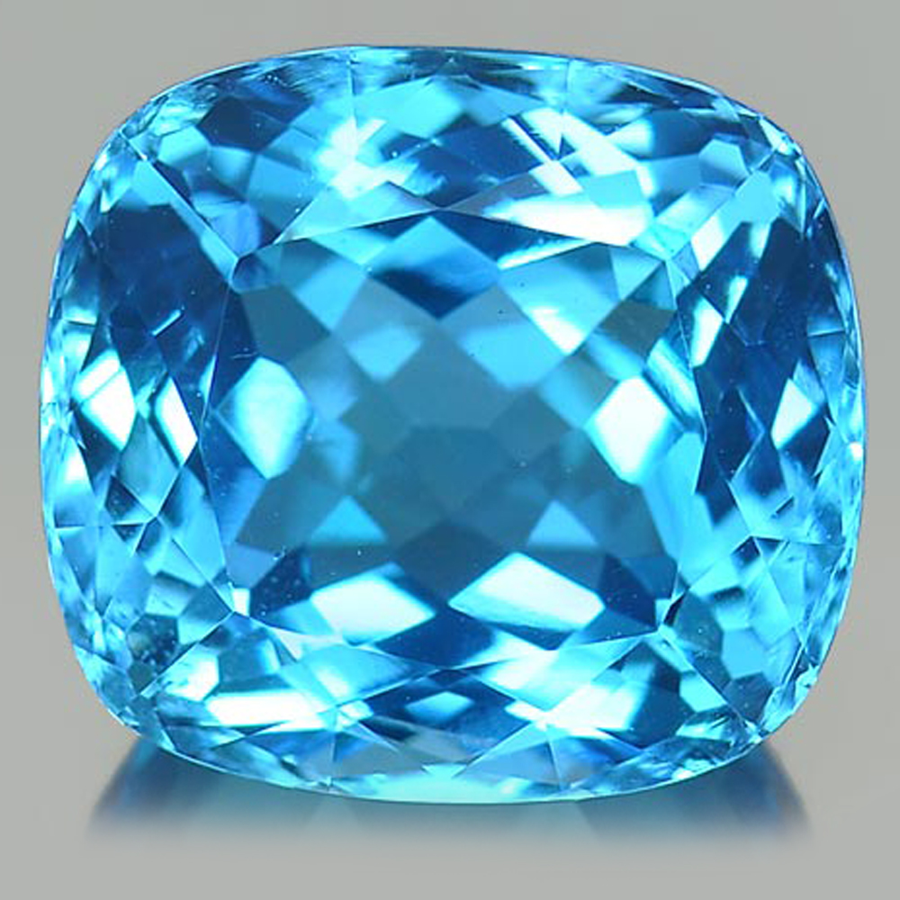 Swiss Blue Topaz 14.77 Ct. VVS Cushion 14 x 12.8 Mm. Natural Gemstone Brazil
