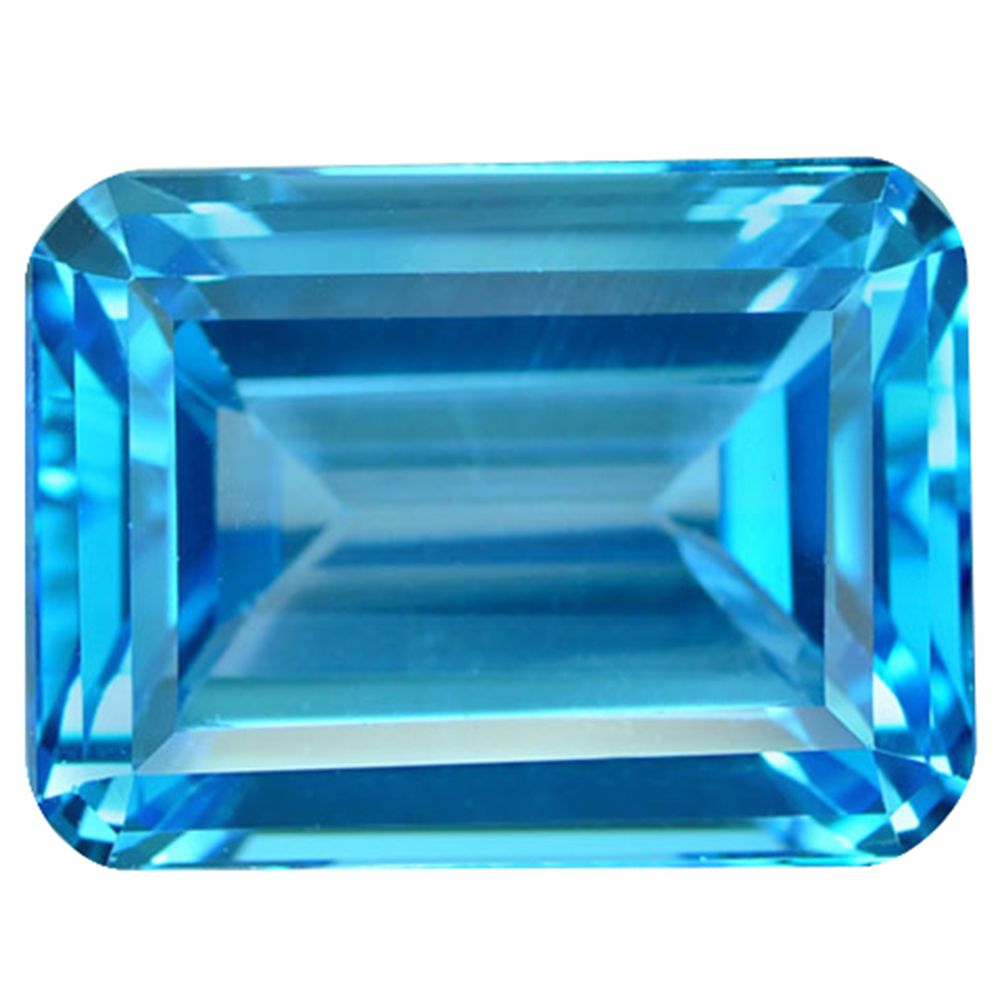 Swiss Blue Topaz 16.34 Ct. Octagon Shape 15.5 x 11.4 Mm. Natural Gemstone Brazil