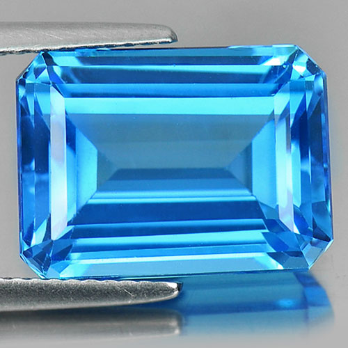 Topaz Swiss Blue 13.09 Ct. Clean Octagon 14.6 x 10.7 Mm. Natural Gemstone Brazil
