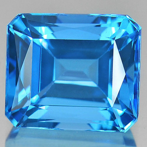 Topaz Swiss Blue 12.87 Ct. Clean Octagon 13 x 11.3 Mm. Natural Gemstone Brazil