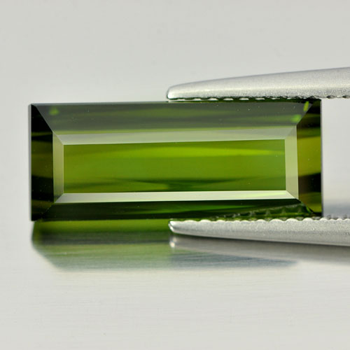 Green Tourmaline 6.17 Ct. VVS Baguette 15.8 x 6.4 Mm. Natural Gemstone Nigeria