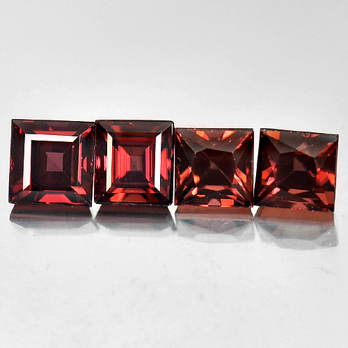 Natural Gems 3.97 Ct. 4 Pcs. Square Shape Imperial Pink Zircon