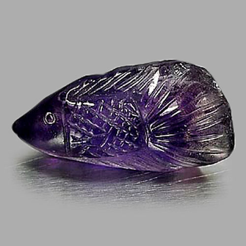 12.23 Ct. Alluring Natural Violet Amethyst Fish Carving Brazil