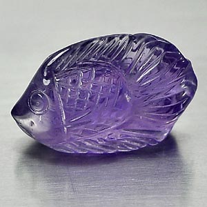 10.74 Ct. Good Carving Fish Natural Violet Amethyst Brazil Unheated