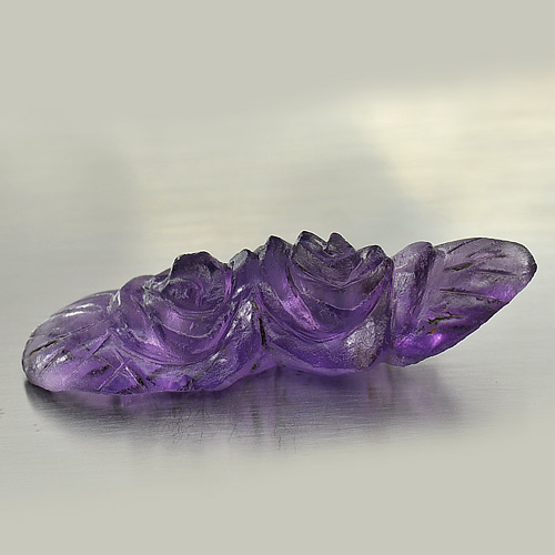 20.54 Ct. Good Natural Violet Amethyst Carving Flower Unheated