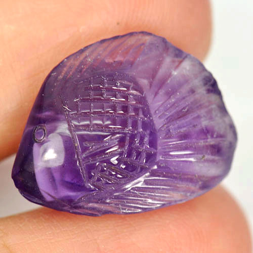 13.06 Ct. Delightful Natural Violet Amethyst Fish Carving From Brazil