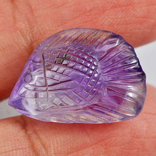 10.73 Ct. Fish Carving Natural Gemstone Violet Amethyst From Brazil