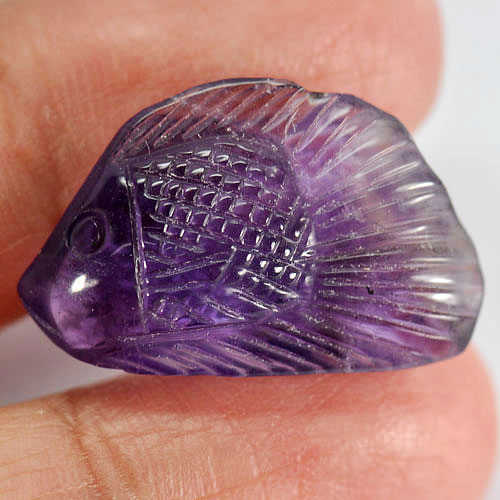16.90 Ct. Fish Carving Natural Gemstone Violet Amethyst From Brazil