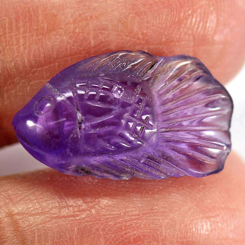 Calibrate Size 6.95 Ct. Fish Carving Natural Gem Violet Amethyst Brazil