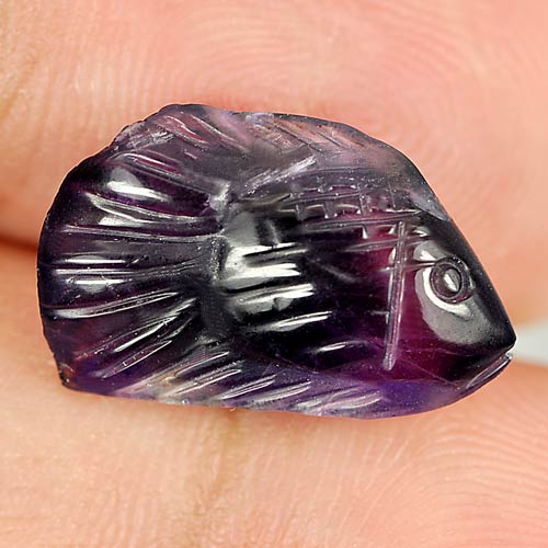 Attractive Gem 5.96 Ct. Fish Carving Natural Violet Amethyst From Brazil
