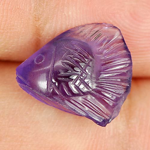 Good Color 4.94 Ct. Fish Carving Natural Gem Violet Amethyst