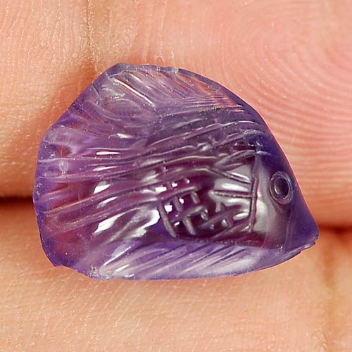 Delightful Gem 4.72 Ct. Fish Carving Natural Violet Amethyst From Brazil
