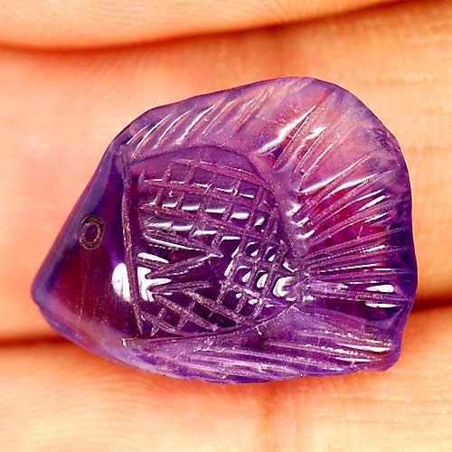 10.09 Ct. Fish Carving Natural Gem Violet Amethyst From Brazil