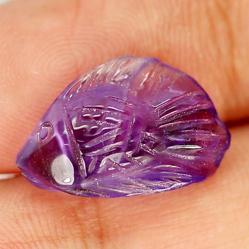 Charming Gem 4.54 Ct. Fish Carving Natural Violet Amethyst Brazil