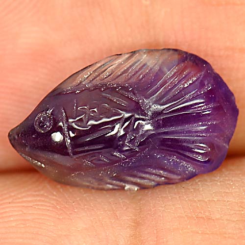 3.32 Ct. Nice Fish Carving Natural Gem Violet Amethyst From Brazil