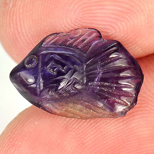 3.05 Ct. Charming Fish Carving Natural Gem Violet Amethyst Brazil