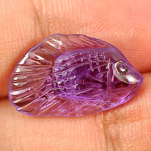Delightful Gem 3.96 Ct. Fish Carving Natural Violet Amethyst Unheated