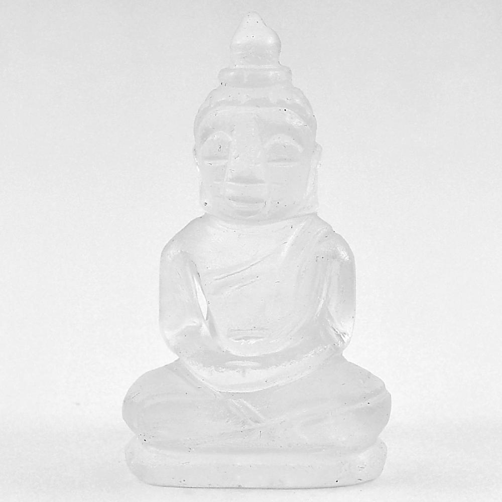 White Quartz 55.99 Ct. Buddha Carving Natural Gemstone From Thailand Unheated