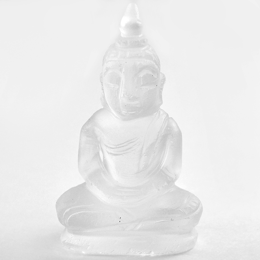 Wonderful 57.59 Ct. Natural White Quartz Buddha Carving 40 x 22 x 16 Mm.