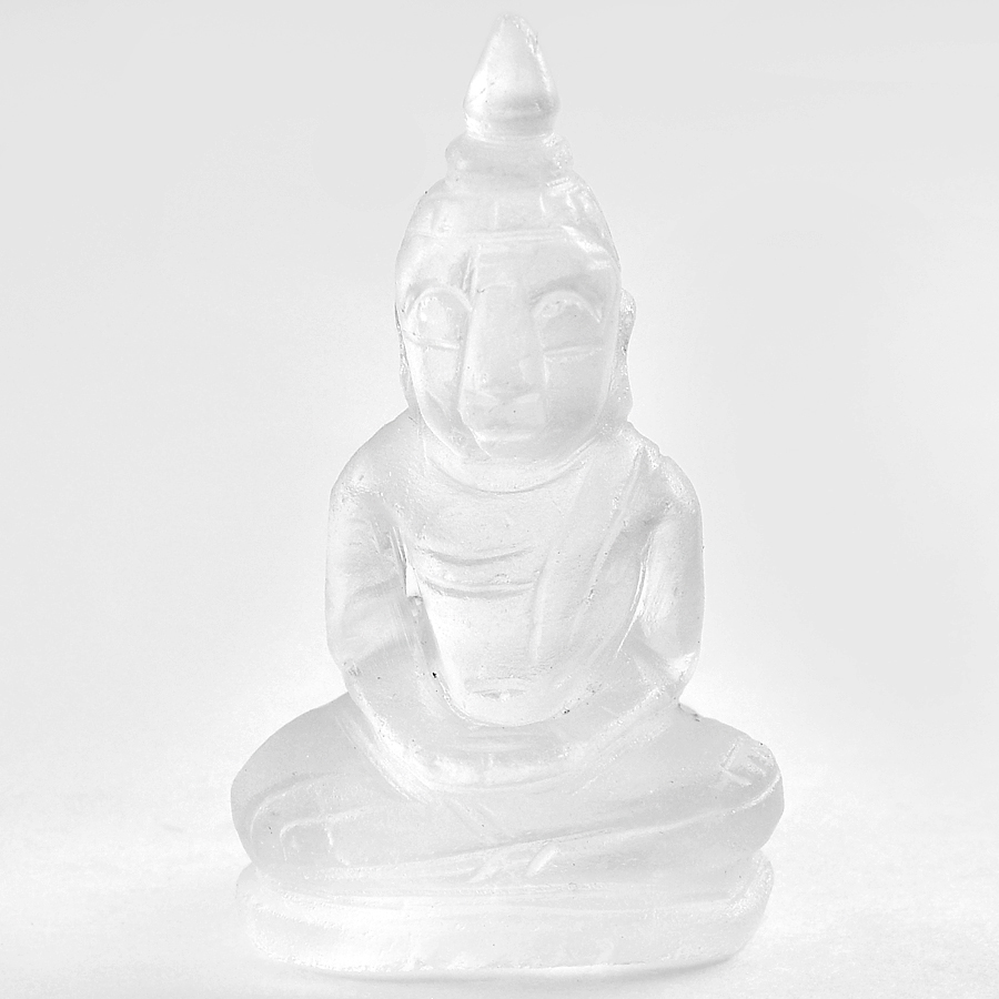 White Quartz 63.06 Ct. Buddha Carving 40 x 22 x 16 Mm Natural Gemstone Unheated