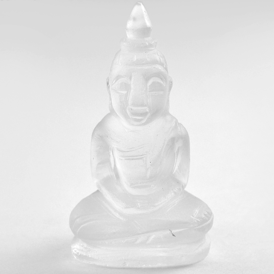 White Quartz 64.98 Ct. Buddha Carving 42 x 22 Mm. Natural Unheated Thailand