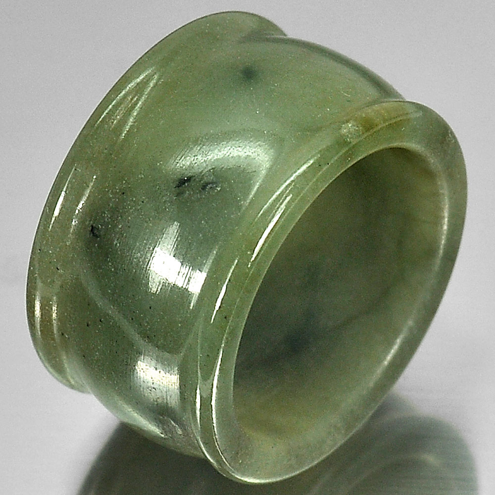 51.61 Ct. Natural Gemstone White Green Ring Jade Size 10