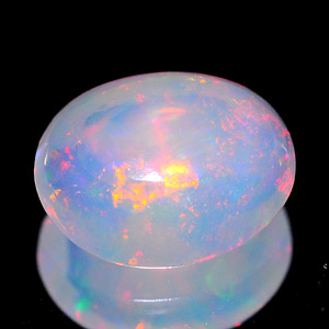 Unheated 0.57 Ct Oval Cab Natural Gem Multi Color Opal