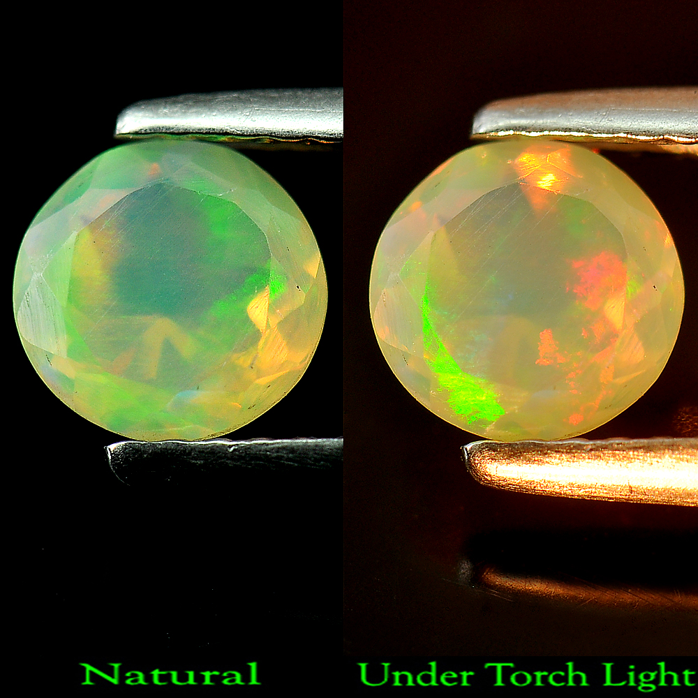Good Gemstone 0.57 Ct  Round Shape Natural Multi Color Opal Unheated