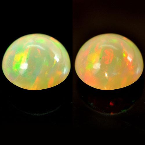 Multi-Color Opal 1.68 Ct. Round Cabochon Shape 8.6 Mm. Natural Gem Unheated