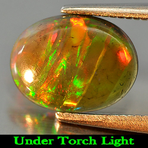 0.94 Ct. Oval Cabochon Natural Play Of Color Rainbow Fire Red Black Opal